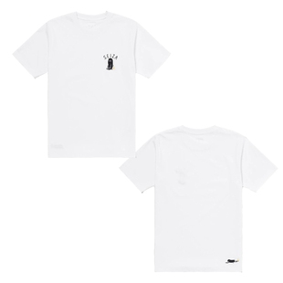 日系小众影子先生正坐卡通刺绣重磅纯棉t恤女短袖夏季圆领亲子装