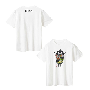 日系小众影子先生可爱卡通纯棉t恤女短袖夏季圆领亲子装个性上衣