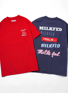 日系小众milk multilogo字母印花女夏短袖t恤重磅纯棉圆领休闲tee