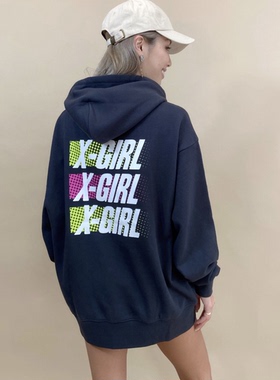 日系xg未知数女孩中性大字母背面印花套头连帽卫衣秋冬卫衣潮外套