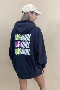 日系xg未知数女孩中性大字母背面印花套头连帽卫衣秋冬卫衣潮外套