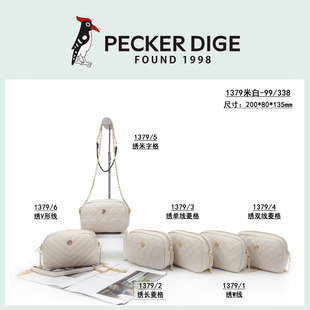 绣线小圆包链条斜挎包洋气手机包1379 时尚 啄木鸟女包正品 2025新款