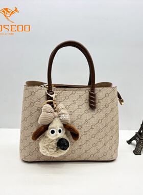 SEOSEOO九州袋鼠女包正品2025新款时尚印花手提包单肩斜挎包77572