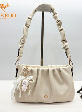 SEOSEOO/九州袋鼠女包正品2025新款时尚褶皱云朵包单肩斜挎792450