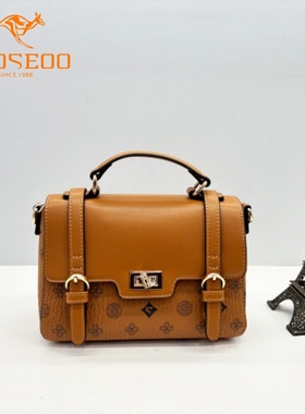 SEOSEOO九州袋鼠女包2025新款商场同款时尚印花邮差包斜挎包78711