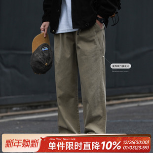 宽松休闲长裤 装 直筒裤 男士 潮牌 饰双口袋嘿马七作日系复古春秋新款