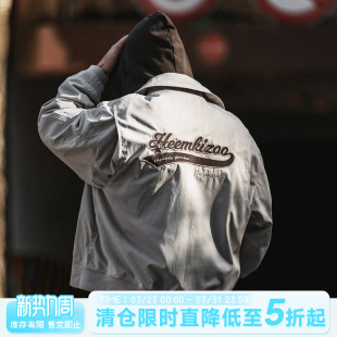 HEEMKIZOO日系复古男春季 刺绣户外飞行员夹克外套情侣潮 翻领工装