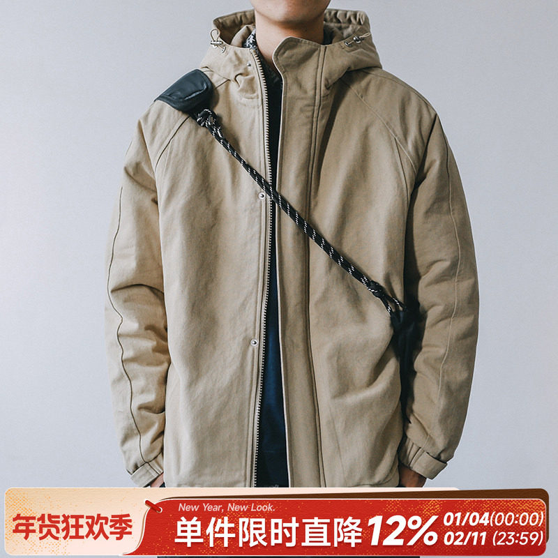 加厚HEEMKIZOO日系冬季保暖工装棉服男装潮休闲情侣新款棉衣外套