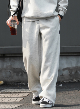 350g重磅嘿马七作日系复古春秋男生休闲直筒卫裤分割设计运动长裤