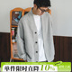 400g重磅嘿马七作春秋款 男女上衣外套潮 简约风纯色华夫格针织开衫