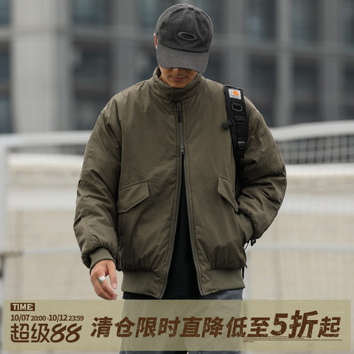 嘿马七作冬季立领工装棉服外套男