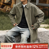 夹克外套翻领宽松休闲中长款 嘿马七作日系复古春秋男士 工装 风衣潮