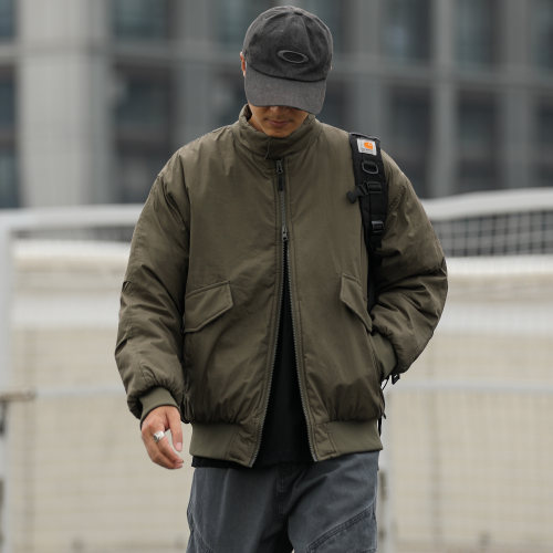 嘿马七作冬季立领工装棉服外套男