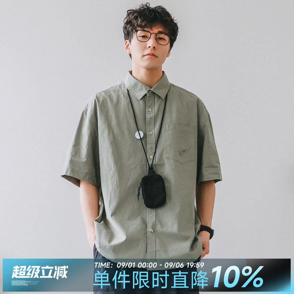 嘿马七作日系刺绣短袖衬衫图片