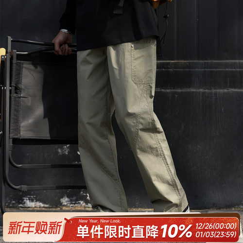 嘿马七作美式复古夏休闲工装裤男