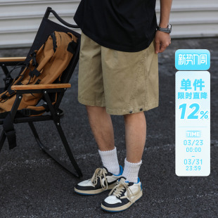 宽松休闲五分裤 210g嘿马七作日系复古夏季 短裤 水洗做旧工装 子 男士