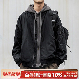 外套潮 休闲棉衣长袖 嘿马七作日系复古春秋款 机车立领飞行夹克男士