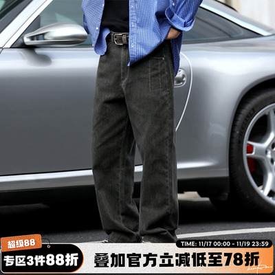 秋季男炒雪花做旧水洗直筒裤