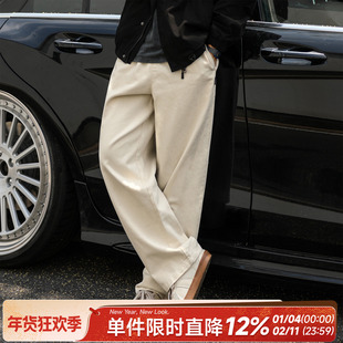 嘿马七作美式复古春秋男士高街直筒裤潮牌宽松休闲裤工装长裤子男