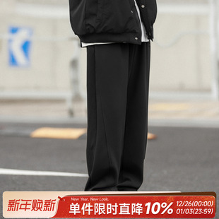 男休闲卫裤 400g重磅加厚嘿马七作日系复古侧边分割直筒裤 宽松冬季