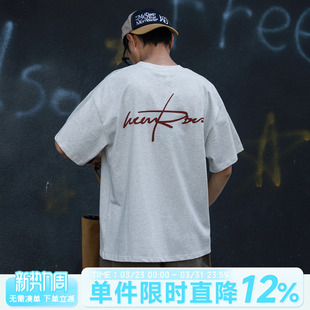 T恤休闲上衣潮牌 发泡字母印花短袖 250g嘿马七作日系复古夏款 男士