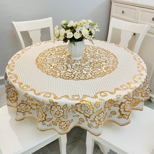 家用圆桌布防水防油防烫免洗PVC塑料加厚圆台布欧式大圆形餐桌布