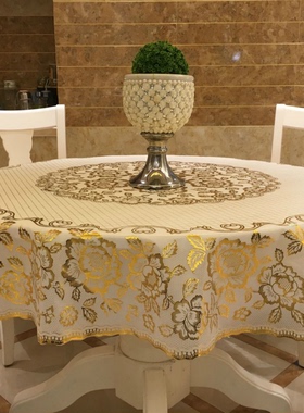 防水防油防烫免洗PVC家用塑料餐桌布饭店大圆形桌布酒店圆桌布