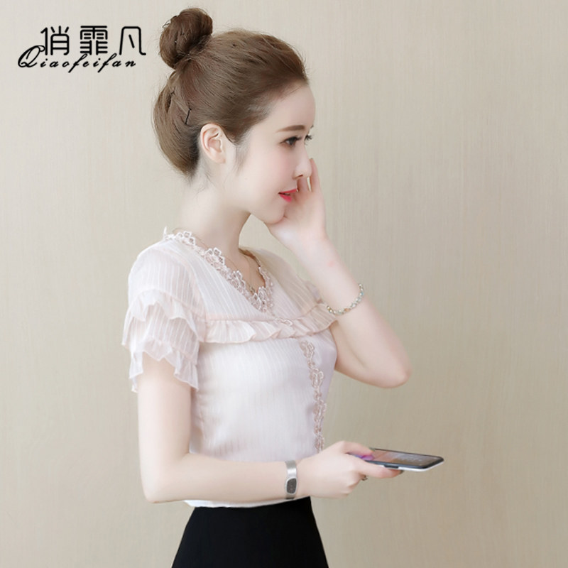 雪纺衬衫女装夏装2020年最新款时尚潮流气质蕾丝短袖上衣洋气夏季在类目 女装/女士精品, 蕾丝衫/雪纺衫中 - 来自Buy2taobao.com提供专业的淘宝代购服务