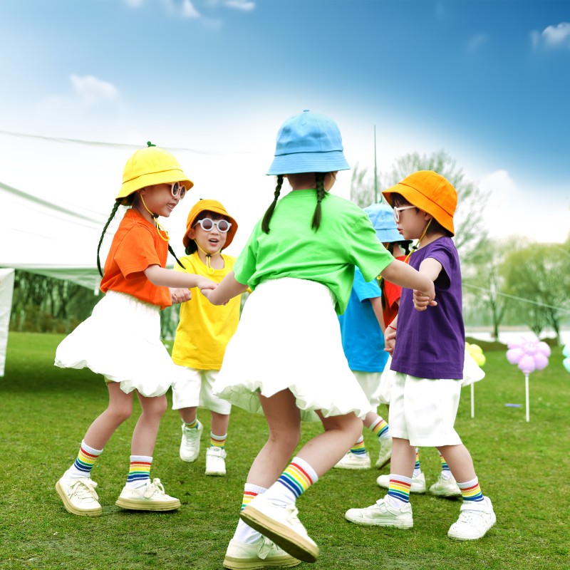 儿童啦啦队糖果色小学生运动会表演出服装背带裤幼儿园男女合唱服