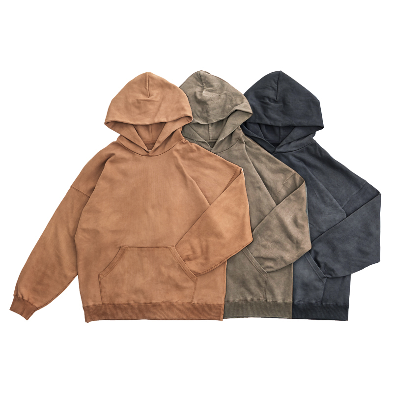 市井蓝染手工草木经典宽松连帽衫