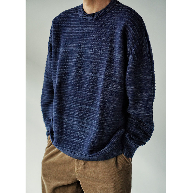 Indigohood 宽松厚实圆领毛衣复古百搭套头针织衫indigo sweater