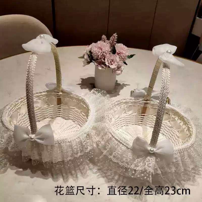 花童撒花篮婚礼伴娘手提藤编儿童