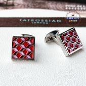 现货英国TateossianRT镀钯金属红色珐琅商务生日袖 节日礼物 扣
