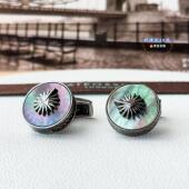 现货英国TateossianRT日晷袖 商务生日礼物 扣 925银七彩贝母男西装