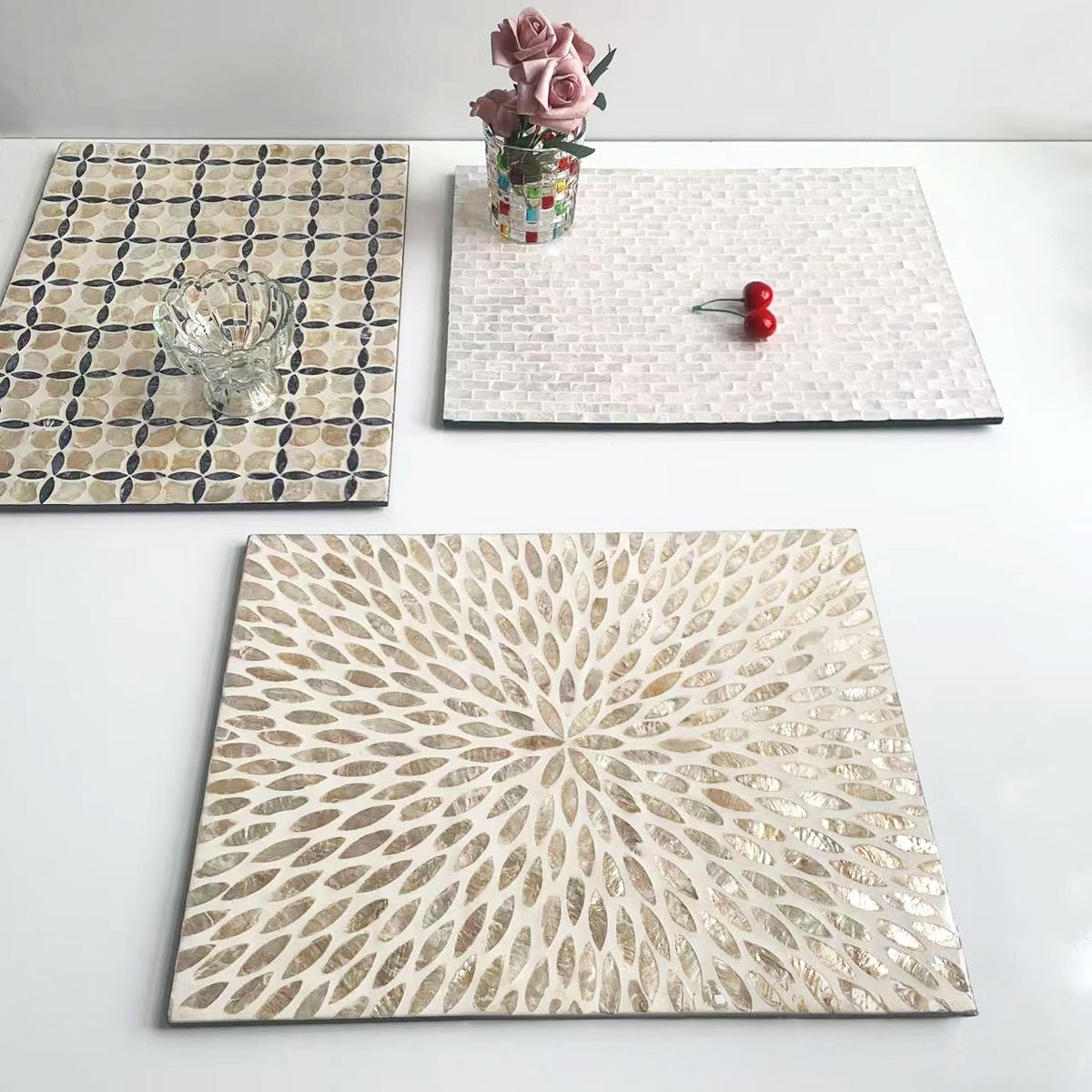 天然贝壳餐垫长方形西餐垫桌面轻奢餐垫家用餐台垫拍照装饰道具,餐饮具,餐垫,淘宝优惠券,粉丝福利购,淘宝优惠卷