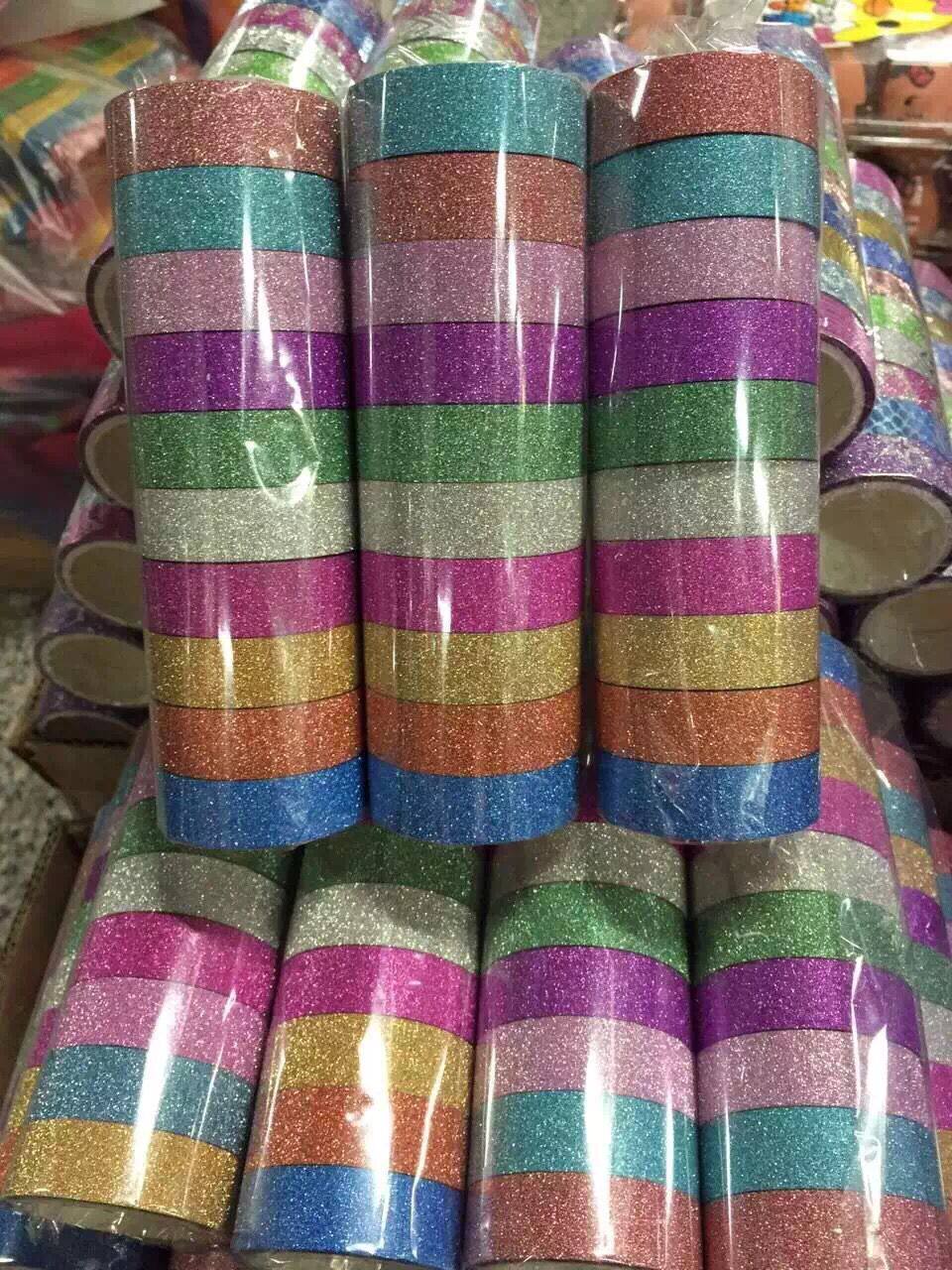 한국어 크리 에이 티브 DIY 골드 파우더 테이프 컬러 반짝이 테이프 DIY 수제 장식 스티커 10 색|양동이