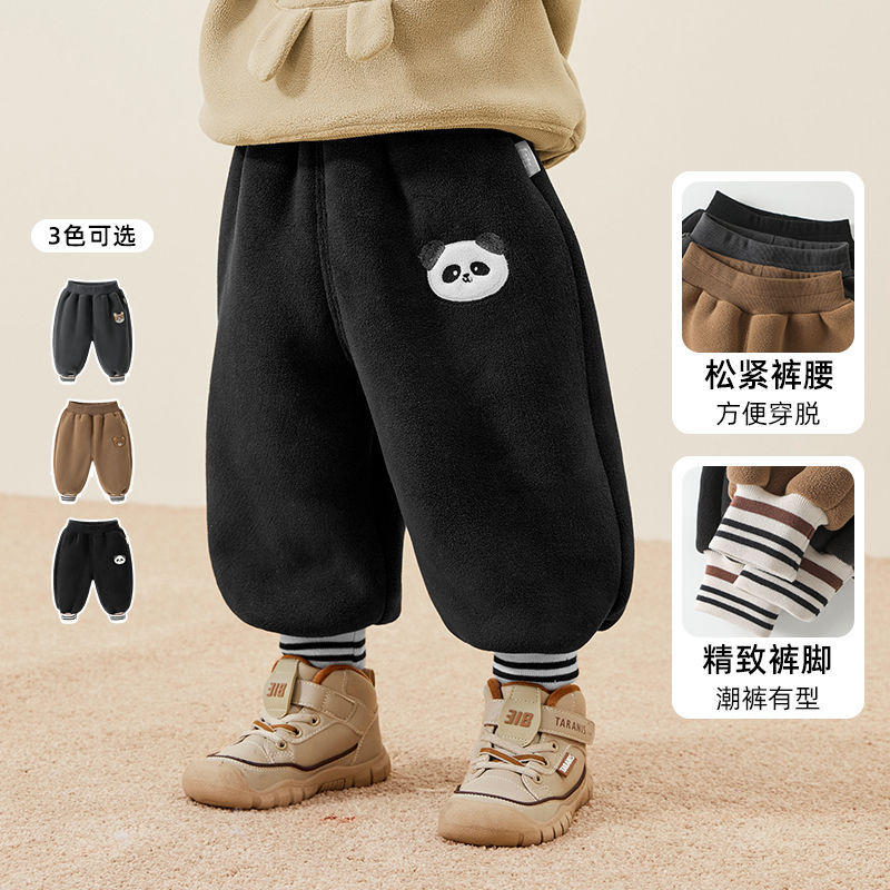 婴儿奥粒绒运动长裤子儿童秋冬装加厚男童女童宝宝加绒休闲裤洋气
