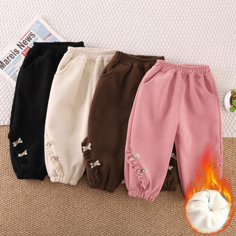 女童裤子秋冬加绒休闲长裤宝宝洋气加厚运动裤儿童保暖裤宽松卫裤
