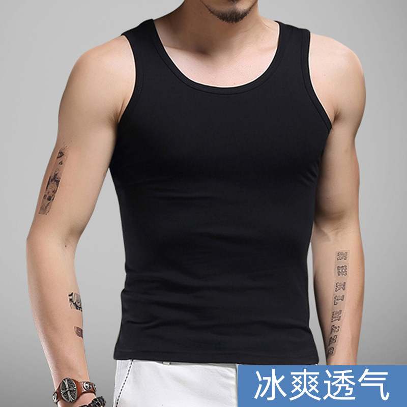 高端莫代尔 男士背心纯棉运动健身打底无袖坎肩马甲外穿潮流