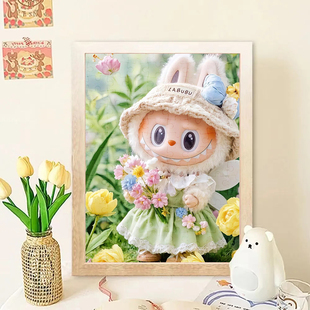 泡泡玛特拉布布木质拼图6岁以上儿童益智女周岁礼物有框女孩玩具