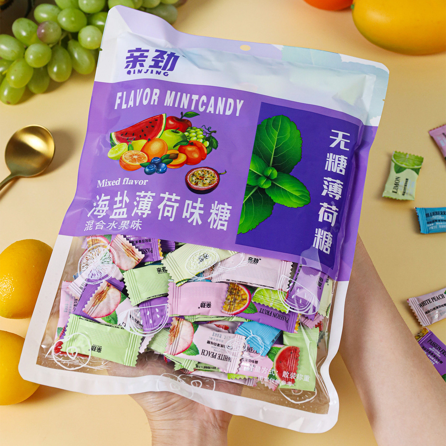亲劲海盐薄荷味糖混合水果味
