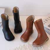 复古儿童马丁靴雕花舒适中小孩童鞋 韩版 女童高筒靴秋冬季 男童单靴