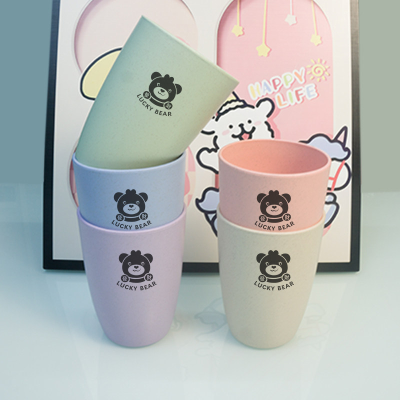 小麦秸秆创意随手杯家用商用杯子儿童喝水环保情侣塑料杯防摔加厚