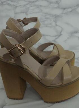 可来图片定做夏季欧美学院粗跟防水台女凉鞋