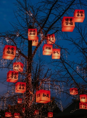 户外防水防晒春节方形灯笼串橙色室外古风院子氛围布置树上挂饰灯