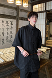 2024夏大码宽松复古新中式风风盘扣五分袖格子衬衫6286-P48，男装衬衫，星座226-3