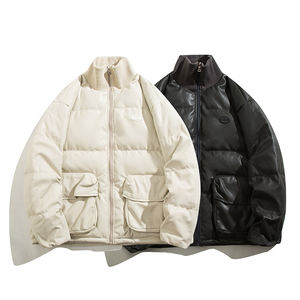 2023新款高品质PU皮棉衣白底罗文立领双口袋外套MY112-P185限228,男装棉衣,星座226-3