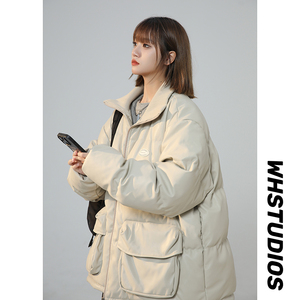 2023新款高品质PU皮棉衣中性罗文立领双口袋外套MY112-P165限238图片
