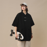 中性风复古立体多口袋工装短袖衬衫宽松情侣衬衣226-3-D1156-P45，男装衬衫，星座226-3