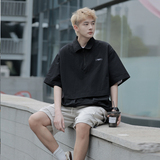 日系Polo衫短袖男潮牌衬衫T恤复古工装oversize半袖6858-P50控75，男装衬衫，星座226-3